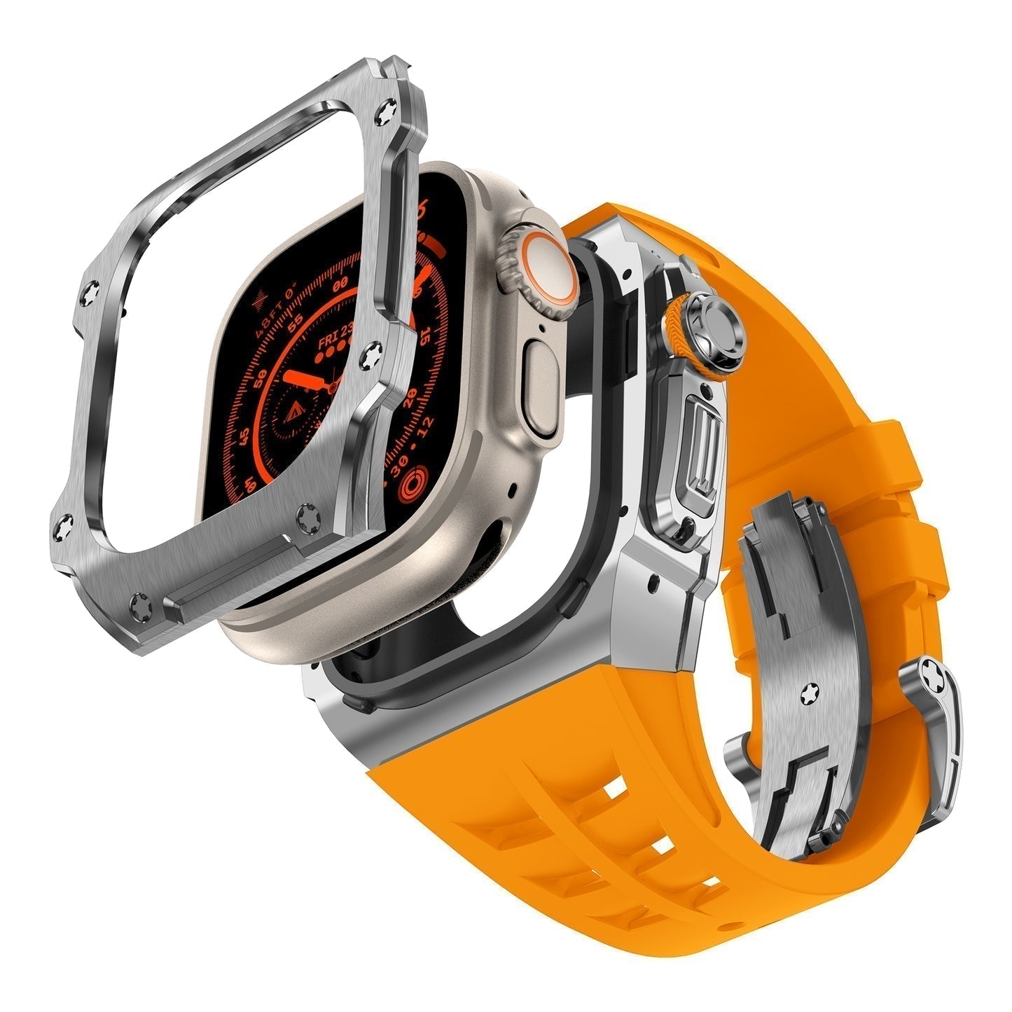 Trevon Series | Stříbrné pouzdro z nerezové oceli pro Apple Watch Ultra | Lersk