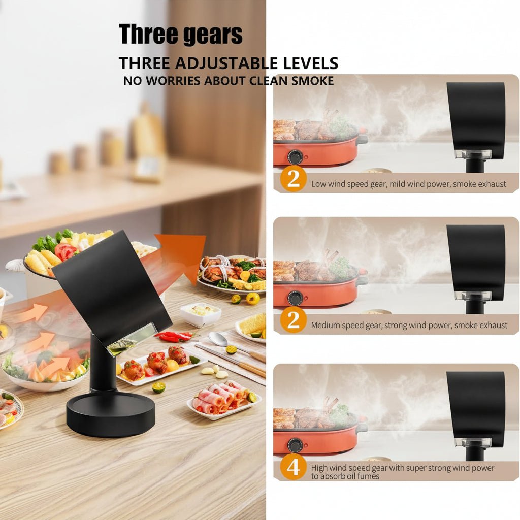 Portable Countertop Kitchen Range Hood Smoke Extractor Fan | Lersk