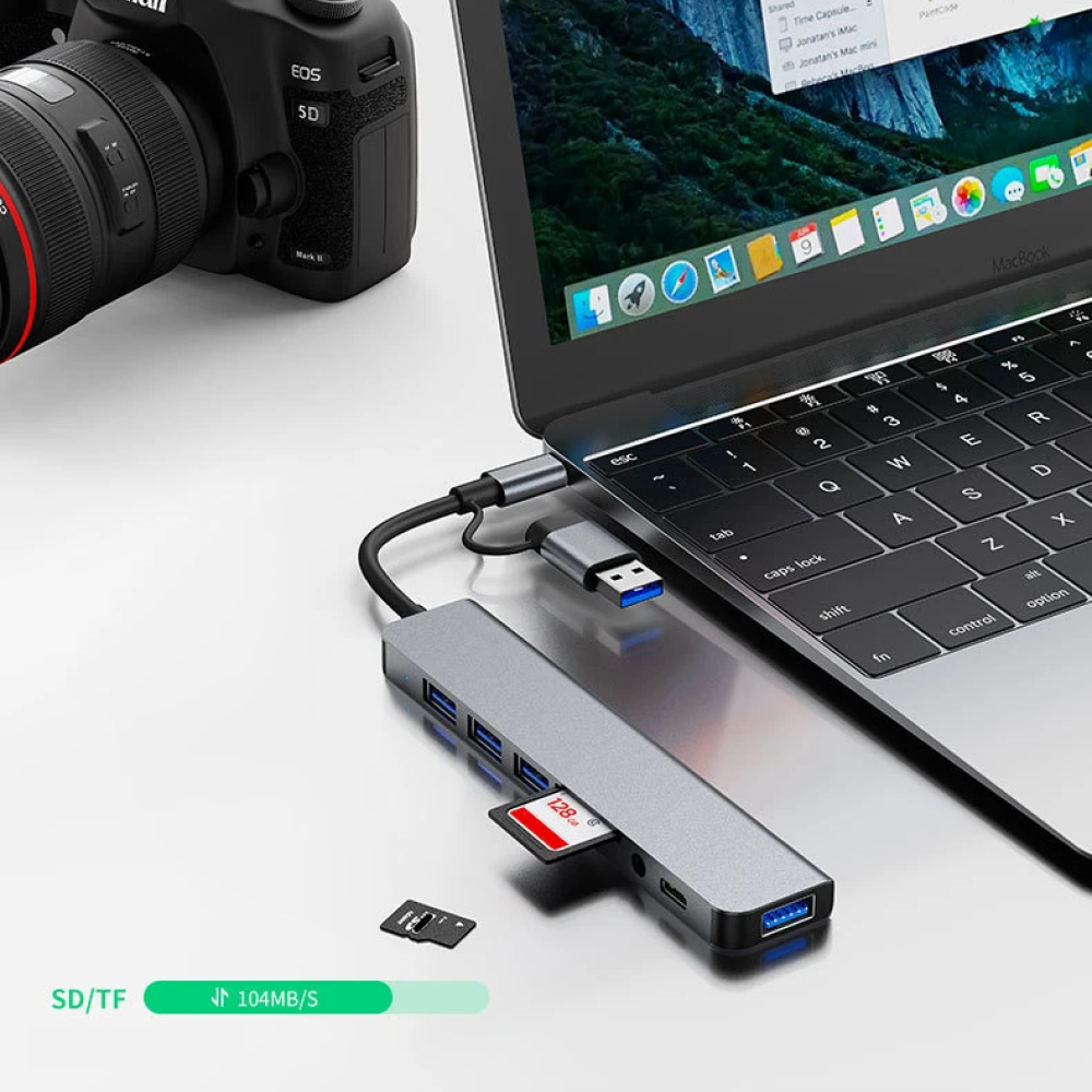NexLink 8-Port USB & USB-C Multiport Adapter Converter | Lersk