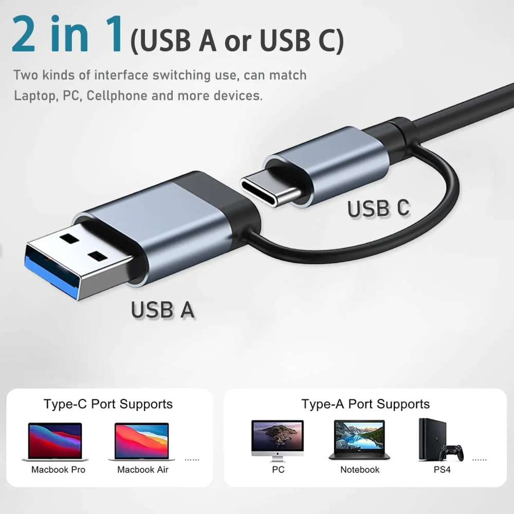 NexLink 8-Port USB & USB-C Multiport Adapter Converter | Lersk