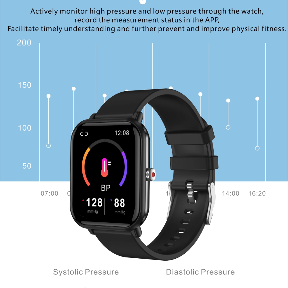 Montre connectée NexFit 2024 Sport étanche pour la pression artérielle au poignet, compatible Android et iOS | Lersk