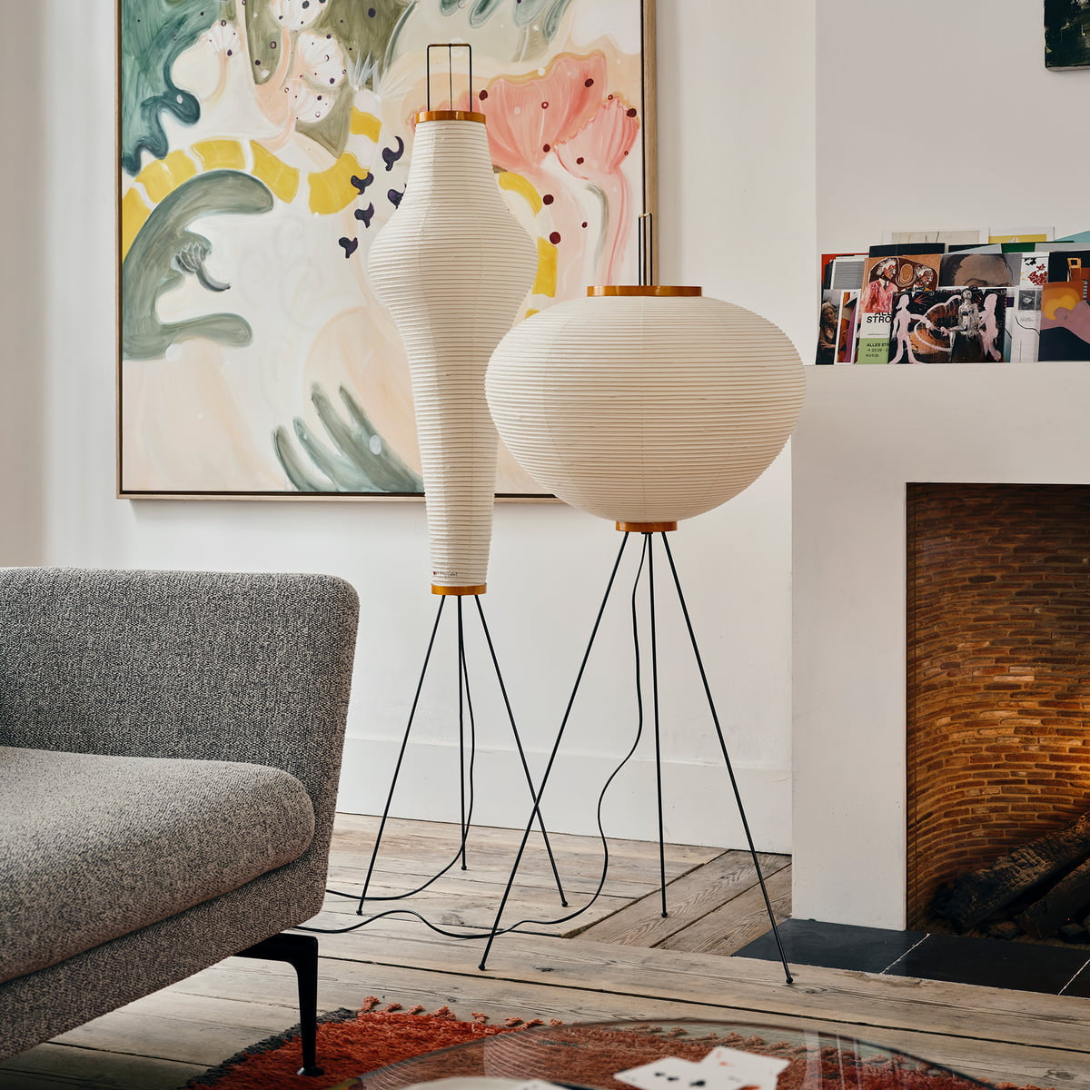 Hikaru Rispapir Gulvlampe Blødt Stemningslys Minimalistisk | Lersk