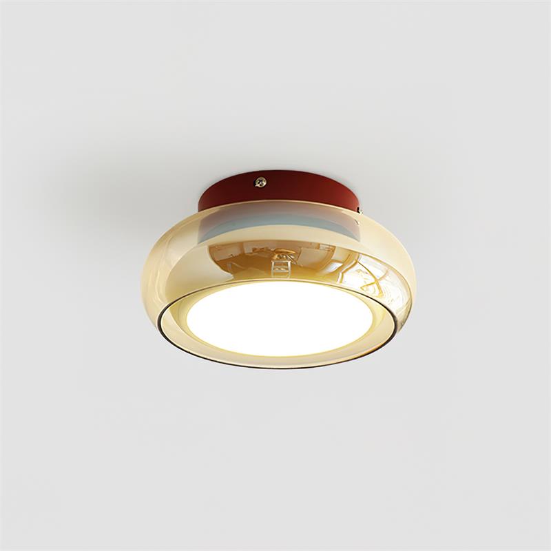 LumaNova Retro Glass Flush Mount Light Cognac Red Band | Lersk
