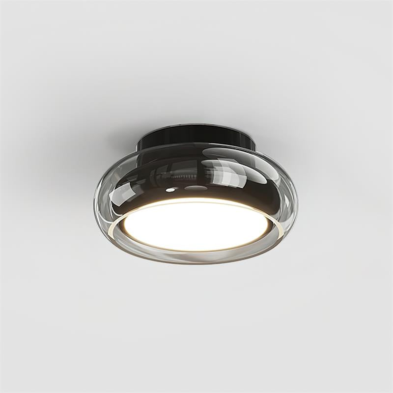 LumaNova Retro Glass Flush Mount Light Cognac Red Band | Lersk