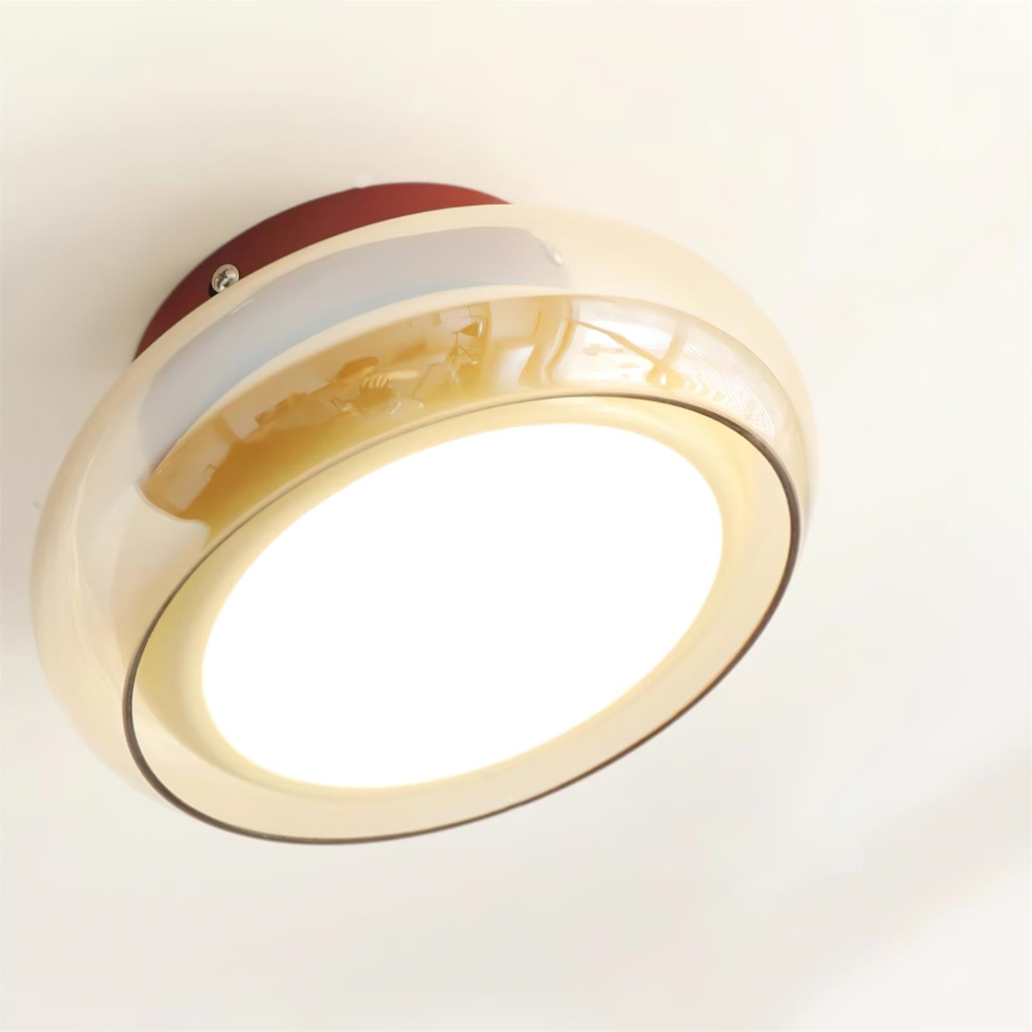 LumaNova Retro Glass Flush Mount Light Cognac Red Band | Lersk