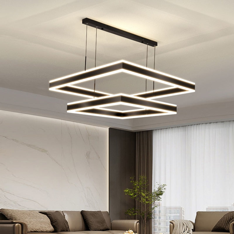 AstraLuxe Modern Square LED Chandelier for Living Room | Lersk