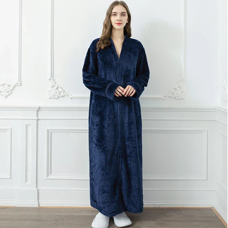 Halat de baie pentru maternitate CozyNest, flanel termic extra-lung | Lersk