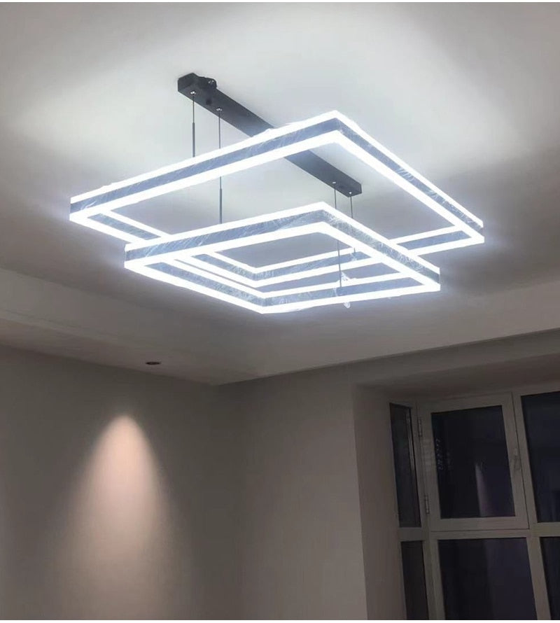 AstraLuxe Modern Square LED Chandelier for Living Room | Lersk