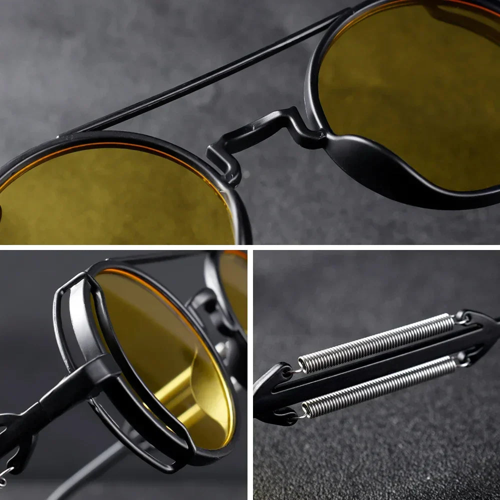 Lunettes de soleil rondes rétro FluxNova Rogue Fusion avec détails mécaniques | Lersk
