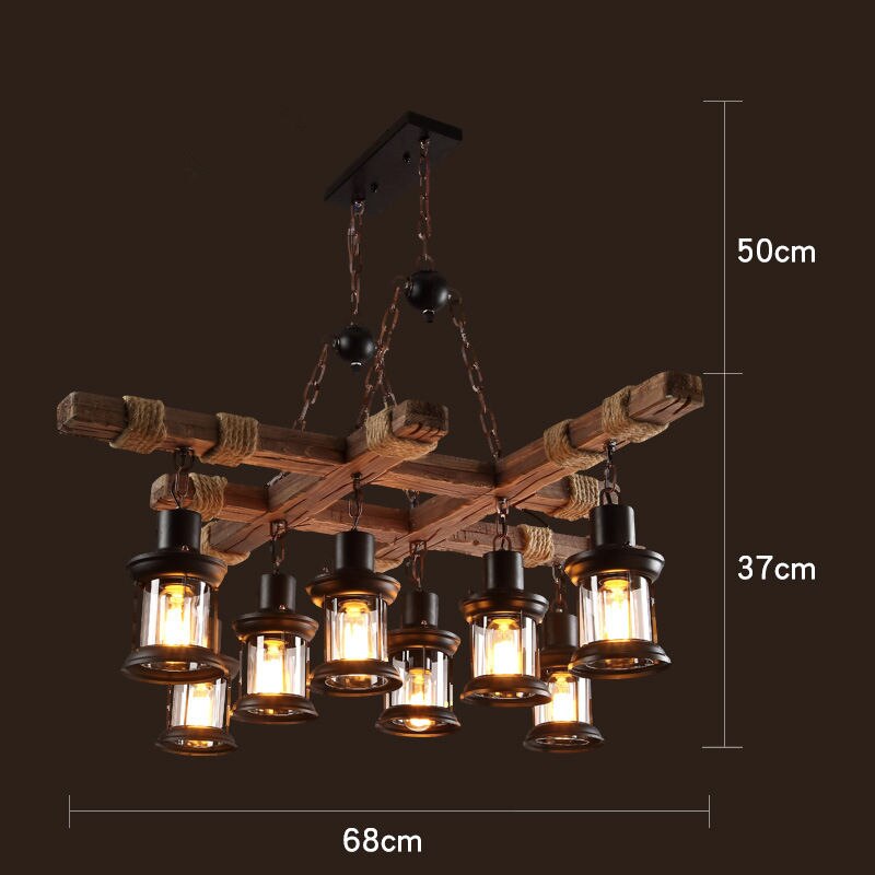 Vintage industriel træ LED loftlampe | Lersk