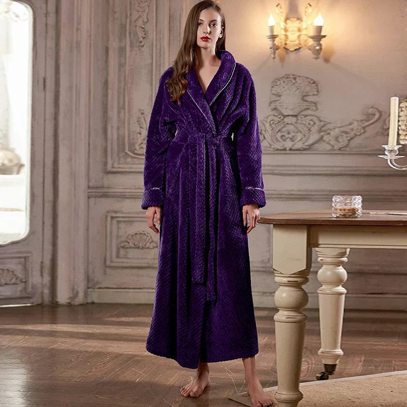 Halat de baie pentru maternitate CozyNest, flanel termic extra-lung | Lersk
