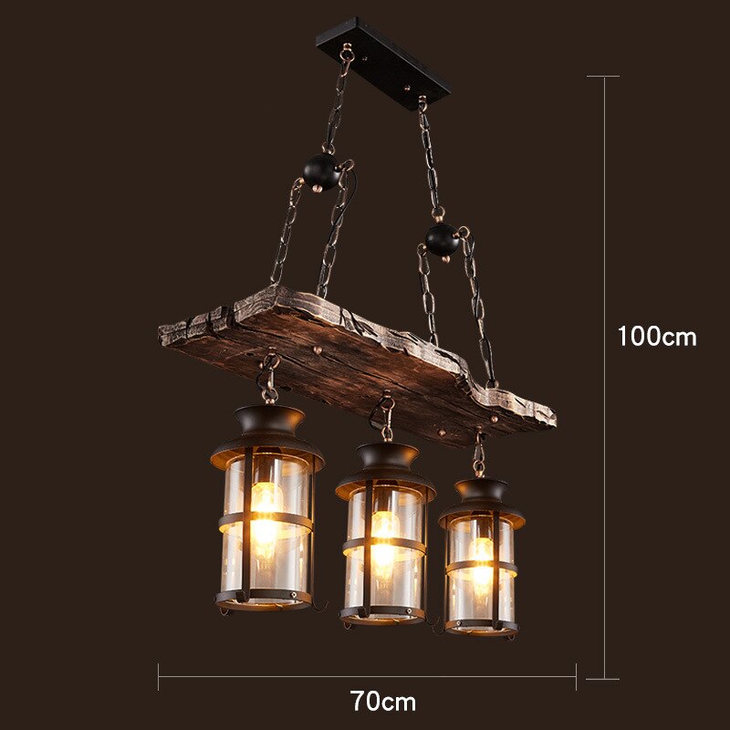 Vintage industriel træ LED loftlampe | Lersk