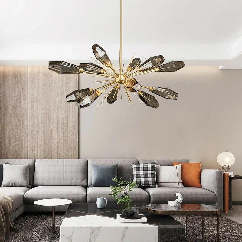 NovaOrb Chandelier LED Gray Glass Modern Hanging Light | Lersk