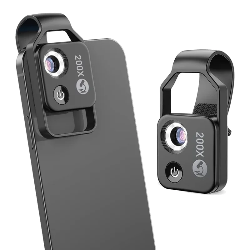 MicroZoom Clip-On Phone Microscope With LED Light And 200x Magnification Lens For Smartphones | Lersk