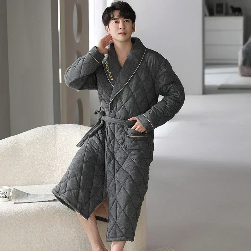 CozyLayer zimní prošívaný župan s trojvrstvým zateplením | Lersk