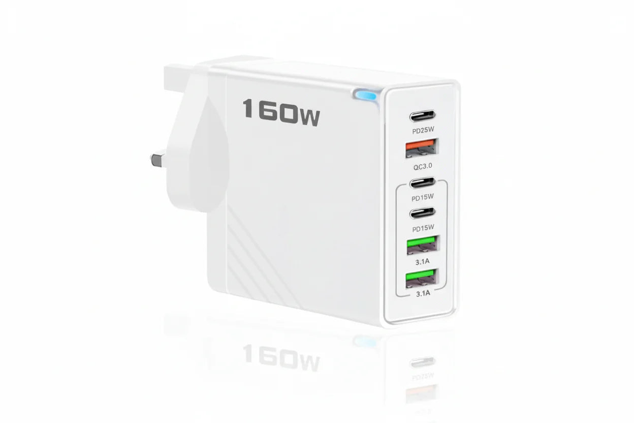 160W Multiport Hurtig Opladnings Vægadapter USB C Strømstation | Lersk