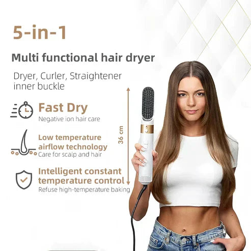 Lunera Estilizador de Cabelo 5 em 1: Modelador Automático, Secador e Escova Alisadora | Lersk