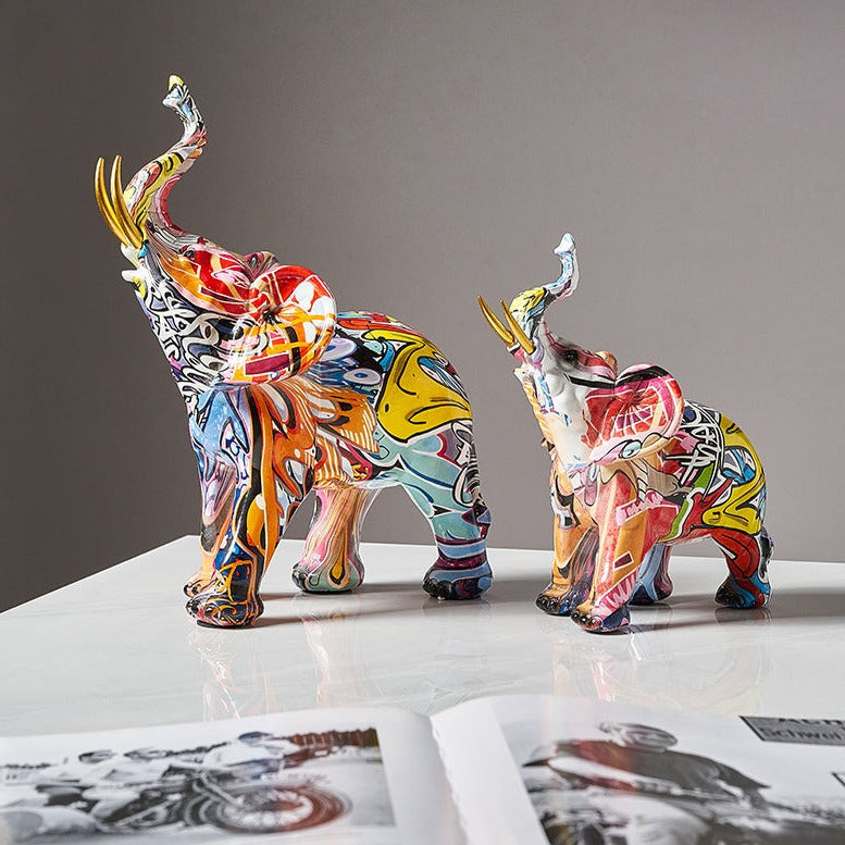 Aurella | Nordisk malet elefantstatue | Lersk
