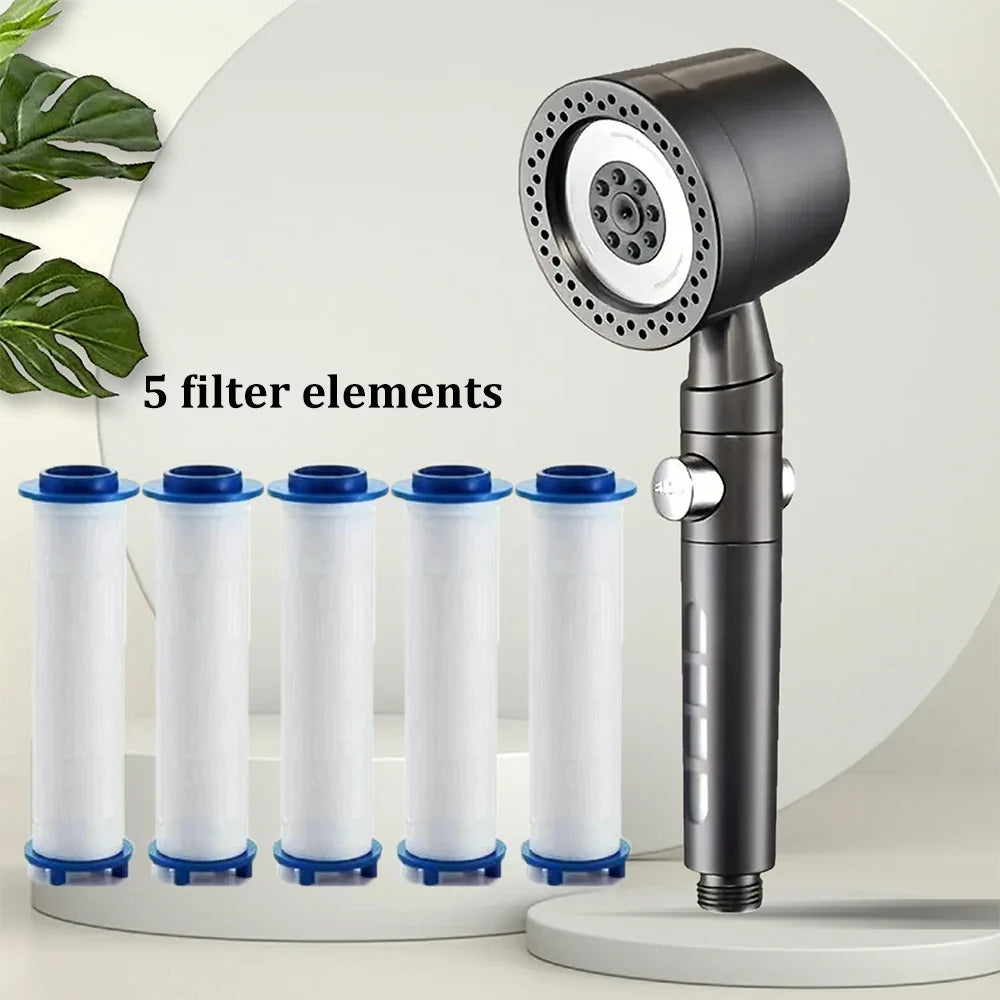 6-Mode Handheld Shower Head with Built-In Filter and One-Button Water Stop | Lersk