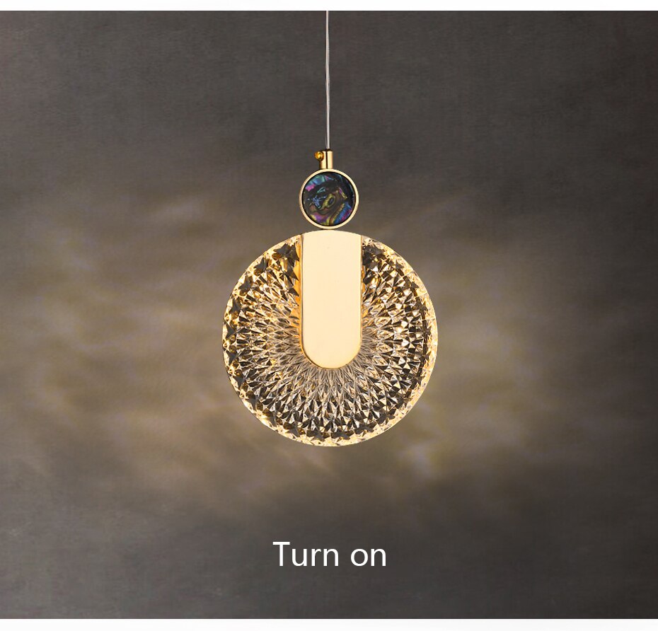 Aurelia Gold LED Crystal Round Pendant Hanging Light | Lersk