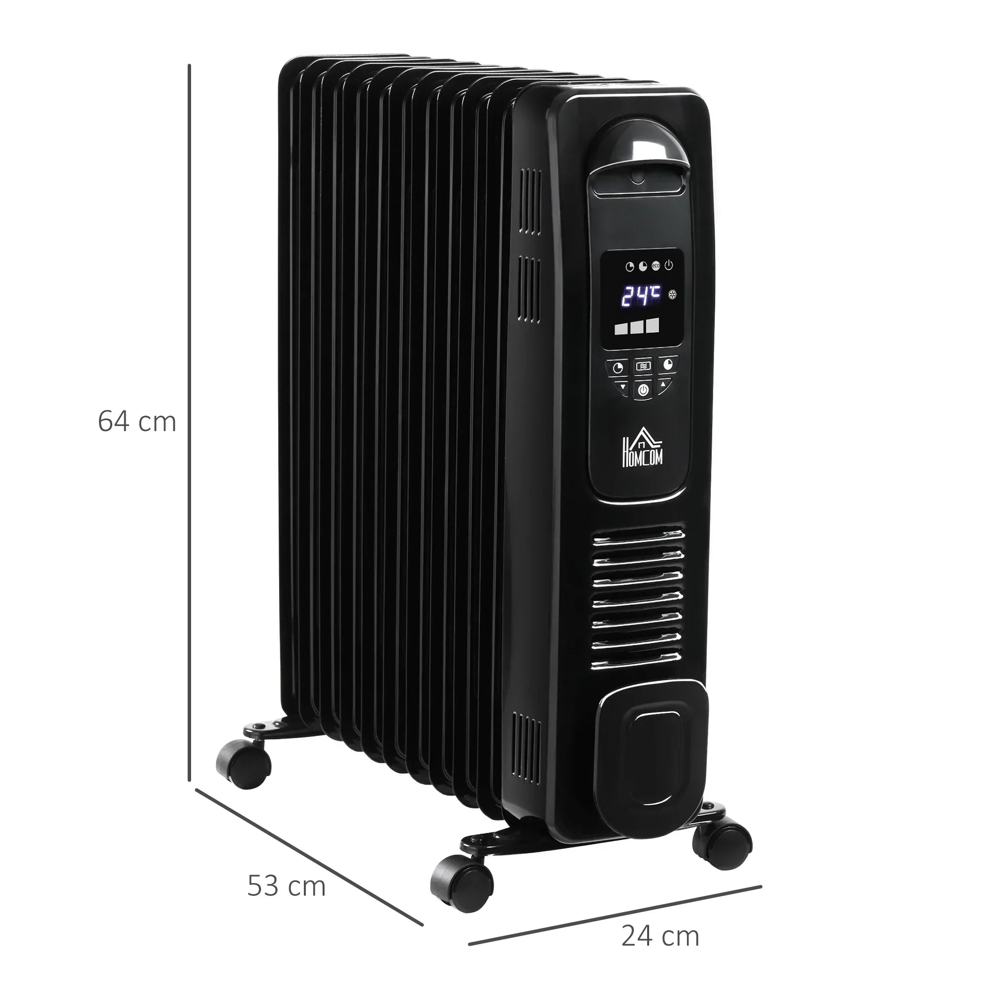 Přenosný olejový radiátor Thermi 2500W s časovačem a dálkovým ovládáním | Lersk