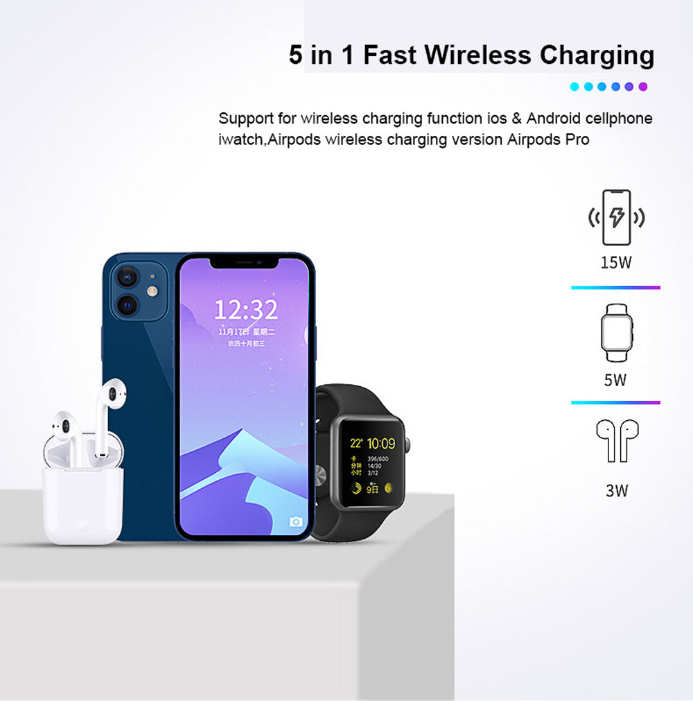 Magnetická nabíjecí stanice 5 v 1 s nočním světlem pro Apple | Lersk