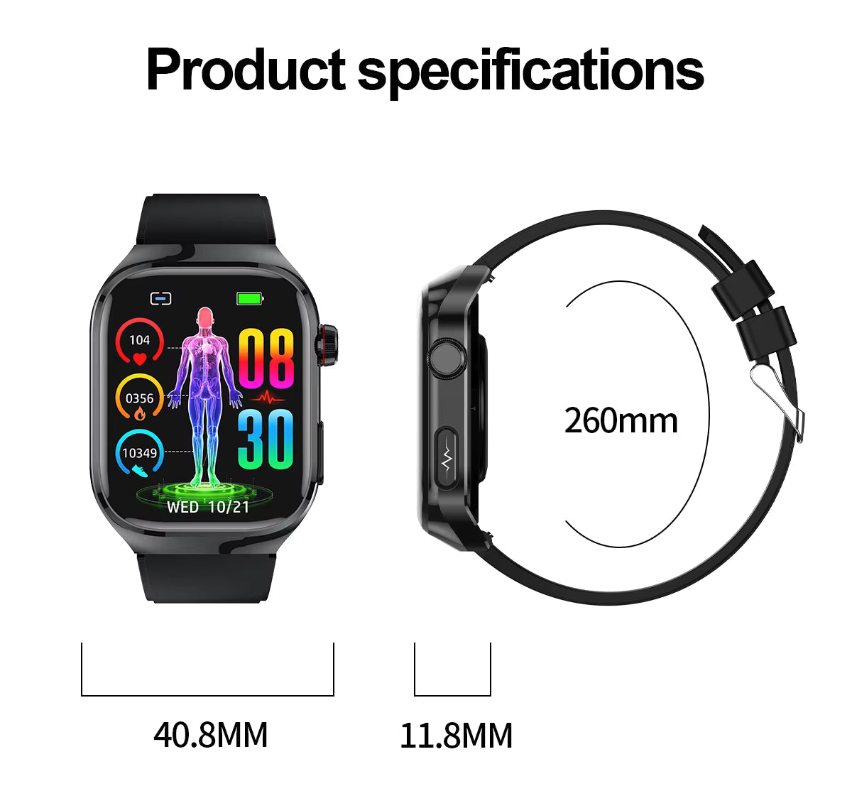 NexaPulse Orologio Glucosio, ECG, Acido Urico, Bluetooth | Lersk
