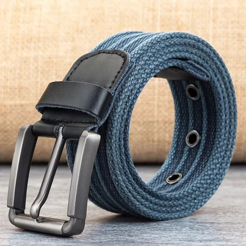 Cinturón de lona para hombre para uso casual diario con banda ajustable a rayas y estilo clásico | Lersk