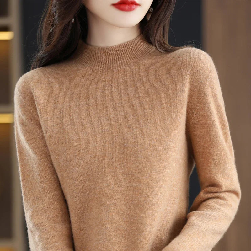 VeloraWeave Dame Slim Fit Australsk Merinould Hygge Sweater | Lersk