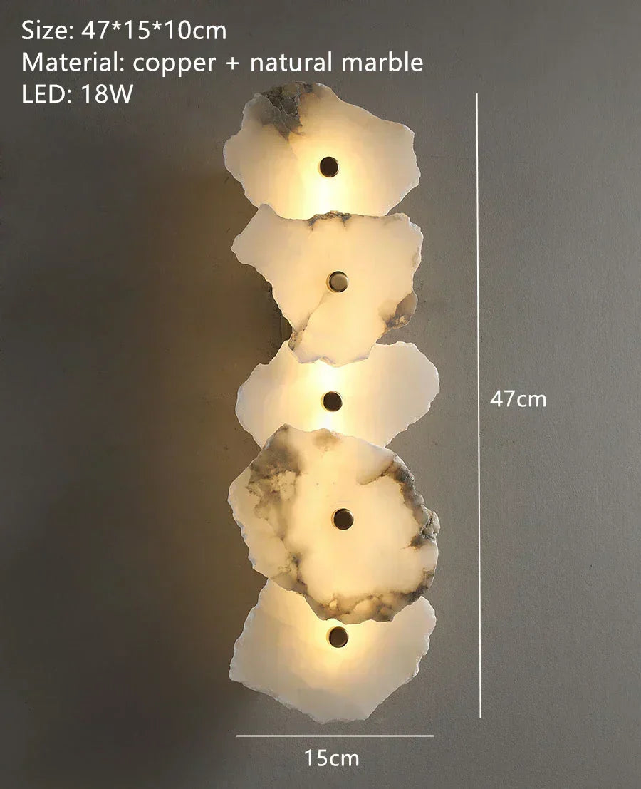 Aurora Marble LED Wall Sconce With Copper Accents Elegant