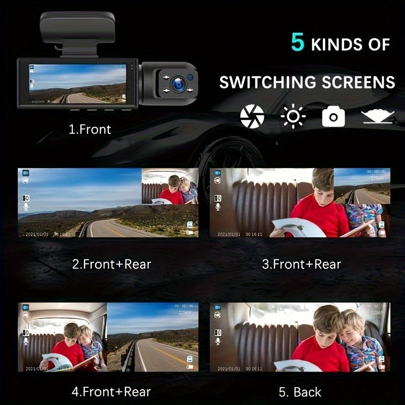 Dash Cam Doppia WiFi 1080P Anteriore e Interna con Visione Notturna IR | Lersk