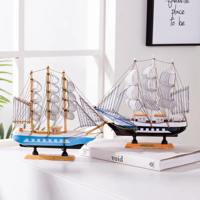Royaleva Nordic Wood Sailboat Sculpture With LED Illumination, Battery-Operated Decorative Piece | Lersk