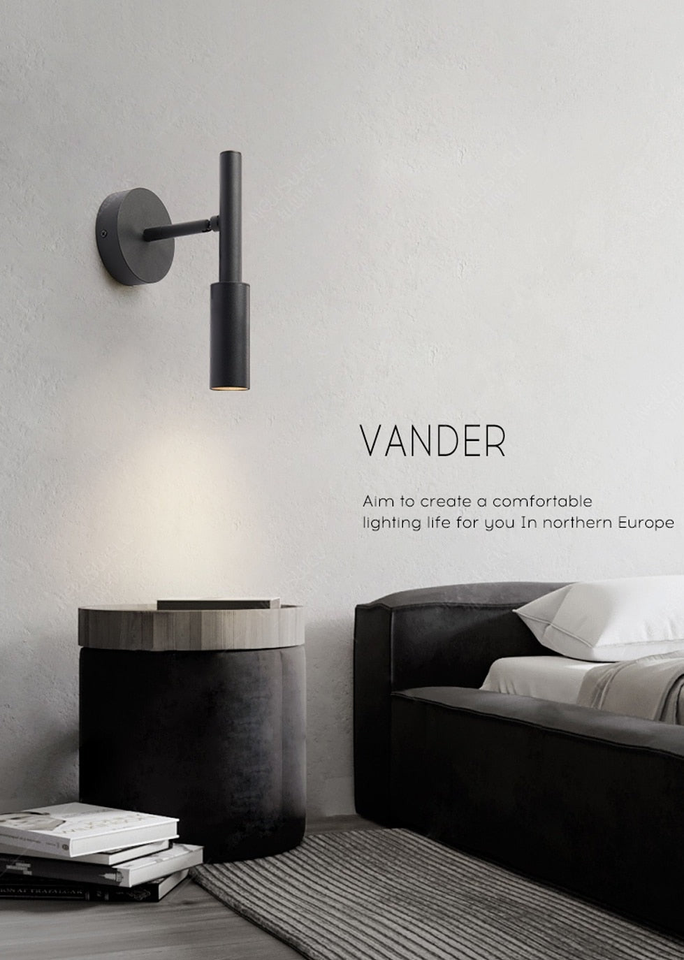 AuroraSwing Black And White Swing Arm Wall Reading Light | Lersk