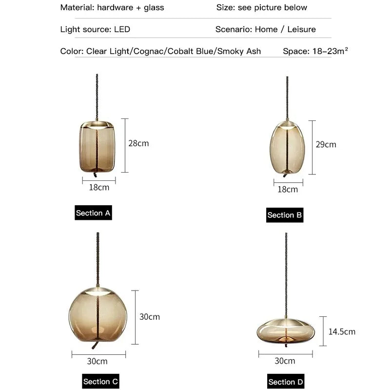 Aurum Glass Design Pendant Light Modern Suspension | Lersk