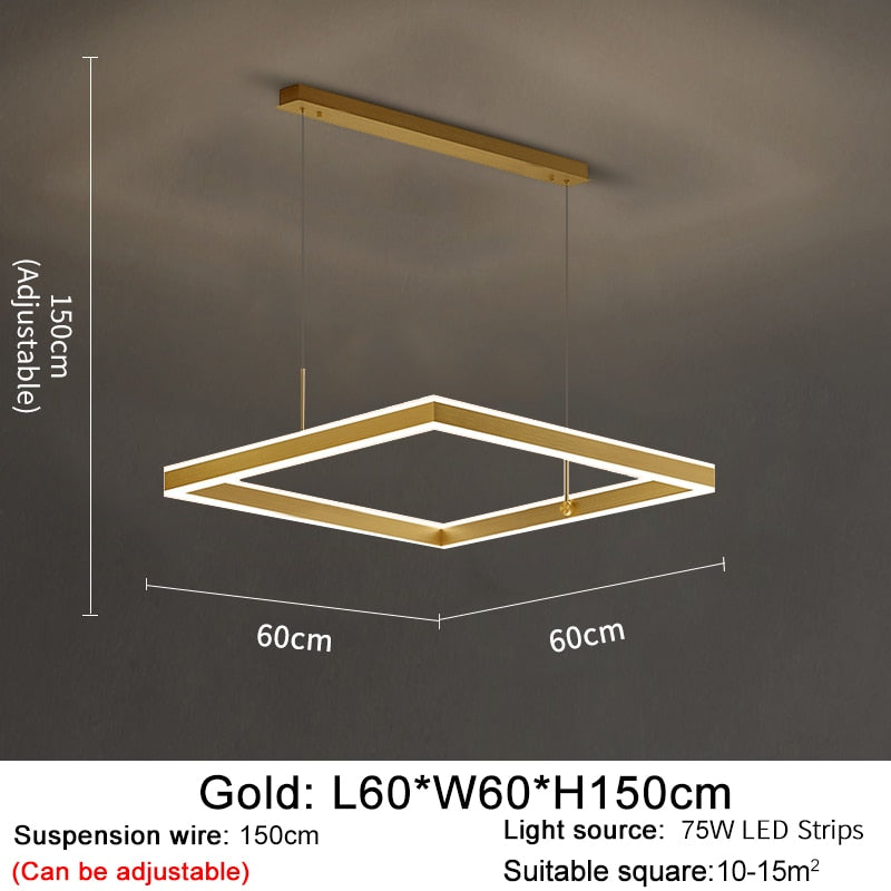 AstraLuxe Modern Square LED Chandelier for Living Room | Lersk