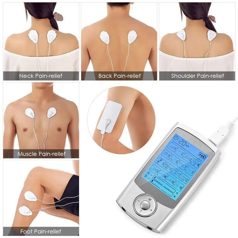 מגרה שרירים TENS EMS עם 16 מצבים ו-10 רמות עוצמה לעיסוי והרפיית הגוף | Lersk