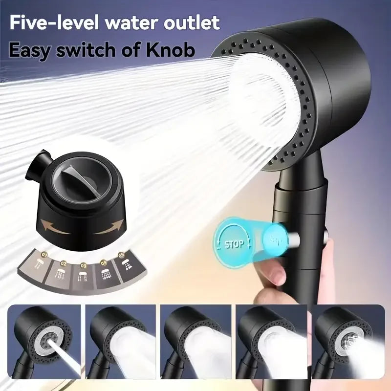 6-Mode Handheld Shower Head with Built-In Filter and One-Button Water Stop | Lersk