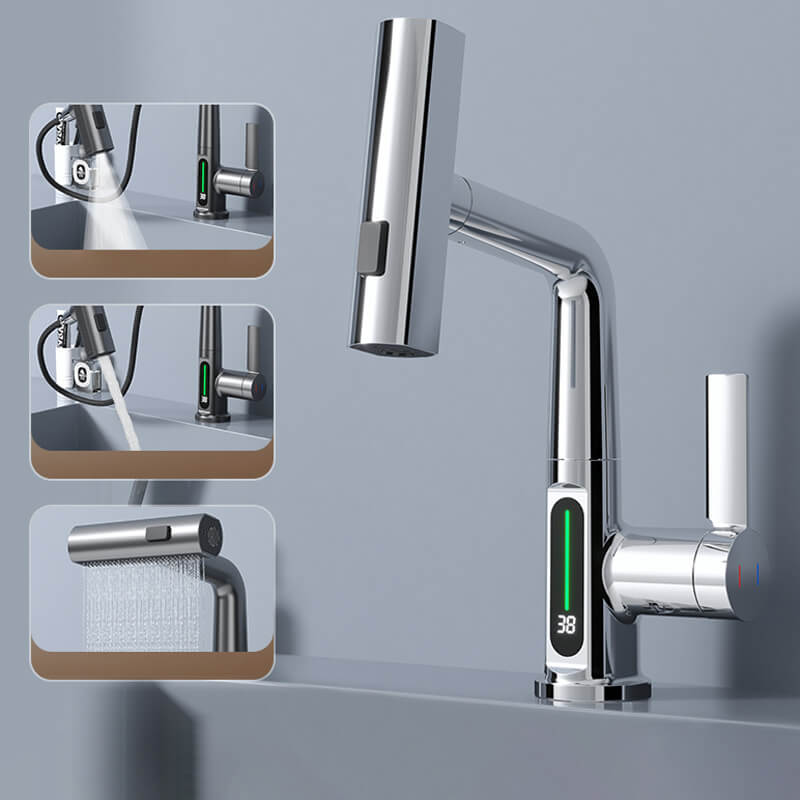 Aqualine FluxPull Pull Out Faucet With 60 cm Extendable Hose And 360 Swivel | Lersk