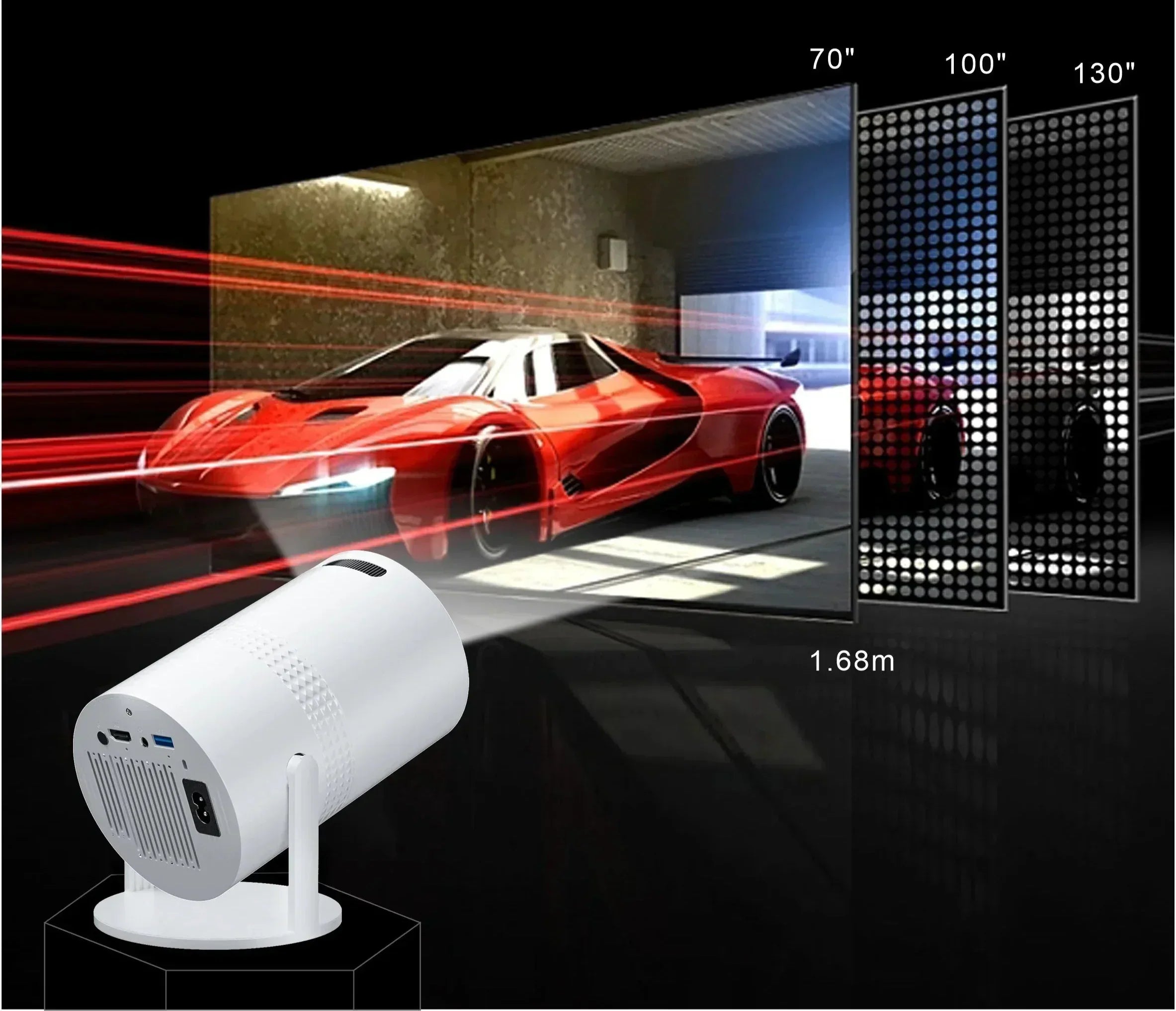 Clevora P300 Mini Portable Projector | 4K/8K Video Decoding, 720p HD, Android 11, Wi-Fi, Bluetooth 5.1 | Lersk
