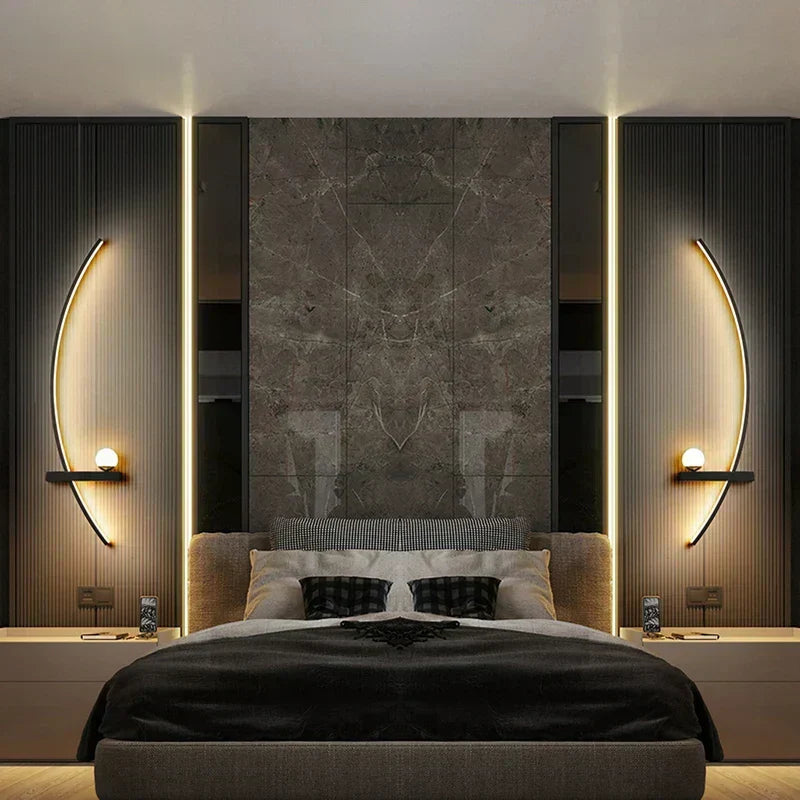 AstraGlow Black and Gold Striped Metal Wall Light for Indoor and Outdoor Use