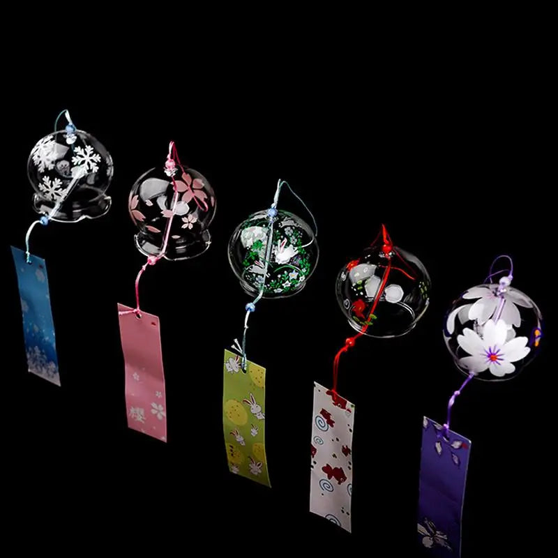 Yumeko Glas-Windspiel, japanischer Stil, handgefertigt mit klarem Klang und dekorativem Anhänger | Lersk