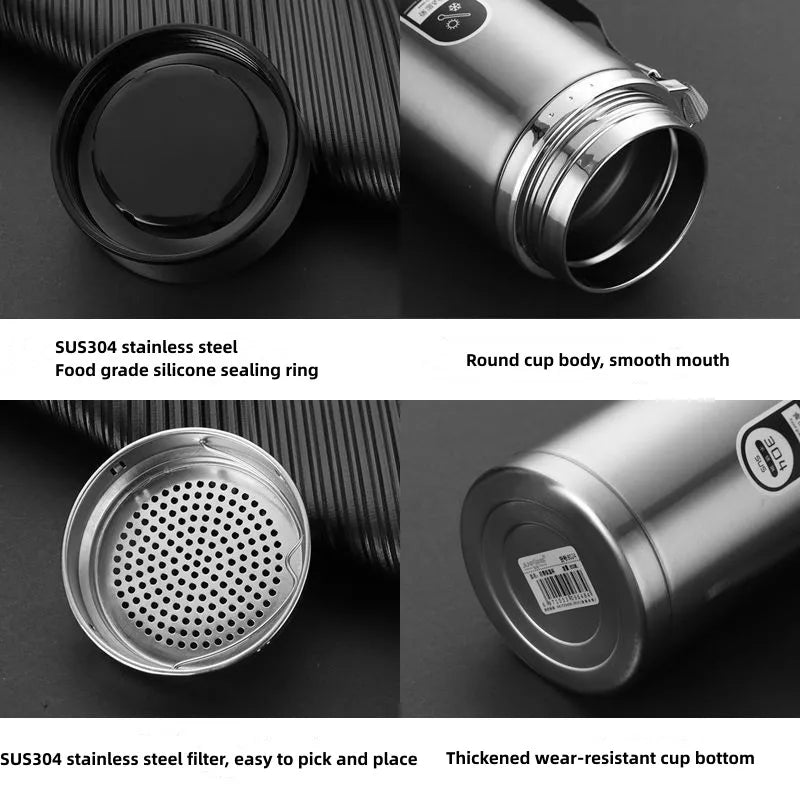 Stainless Steel Thermos 800ml-1L Portable Vacuum Flask With LED Temperature Display | Lersk