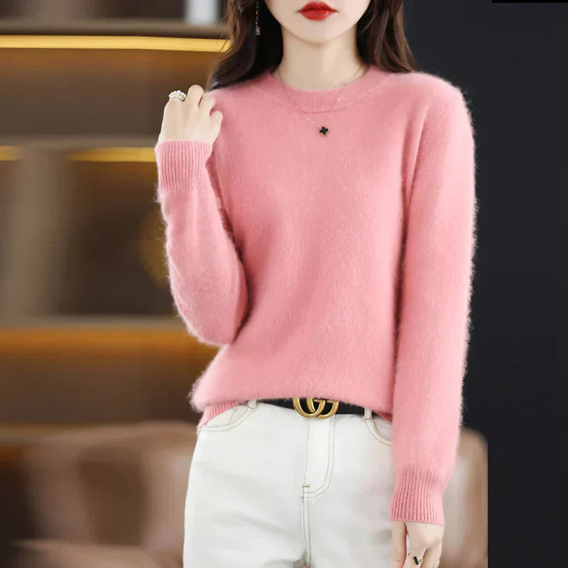 Lyrawea Kvinders 100% Cashmere O-hals Trøje Slim Fit | Lersk
