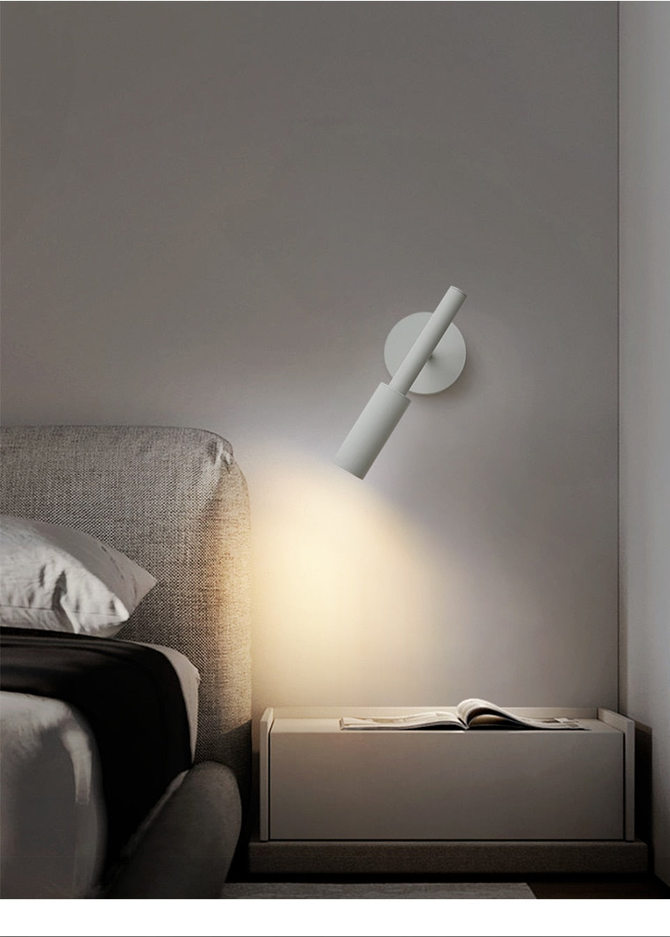AuroraSwing Black And White Swing Arm Wall Reading Light | Lersk