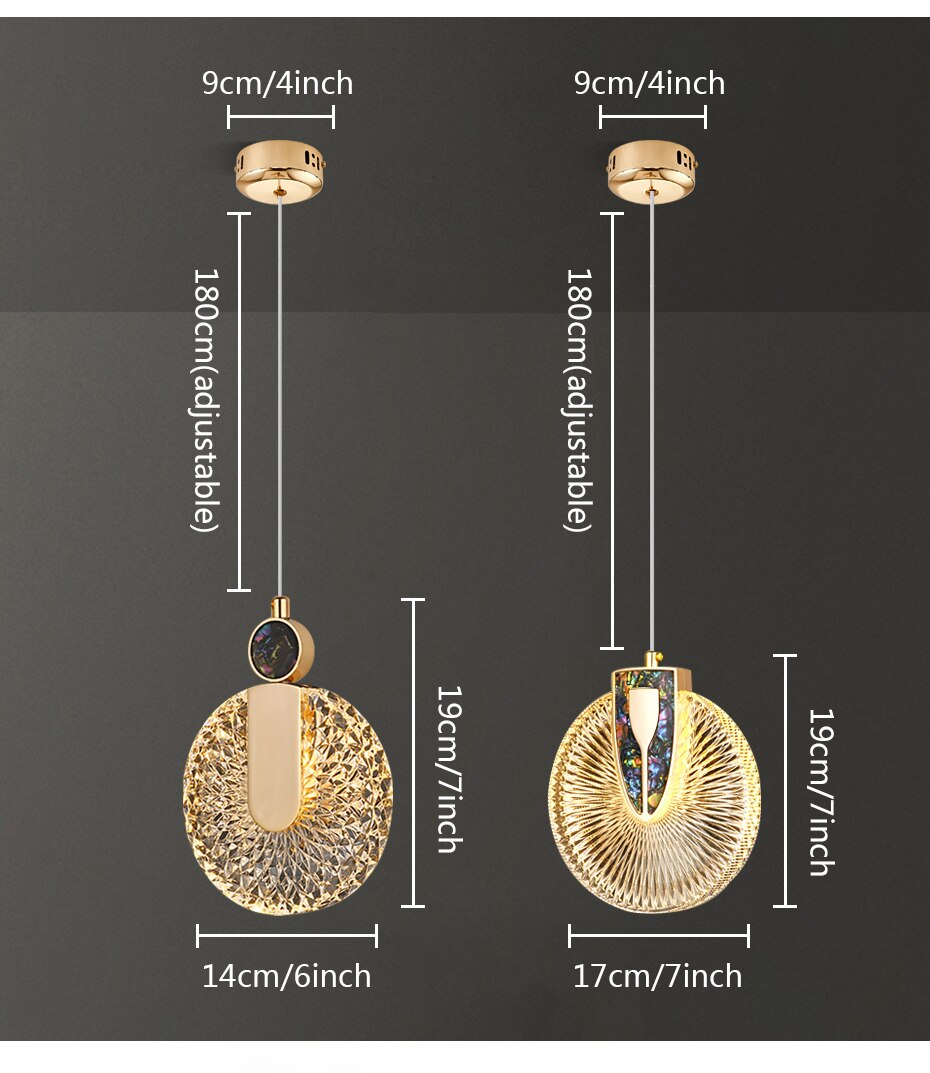 Aurelia Gold LED Crystal Round Pendant Hanging Light | Lersk