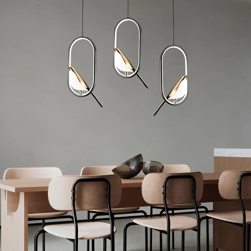 Lampada a sospensione LED Nordic Magpie per illuminazione ambientale della camera da letto | Lersk