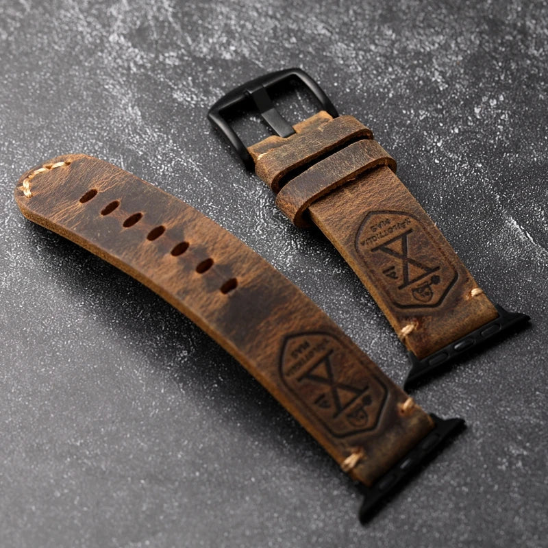 Ruční výroba pravého koženého řemínku z hovězí kůže pro Apple Watch s nadčasovým stylem | Lersk