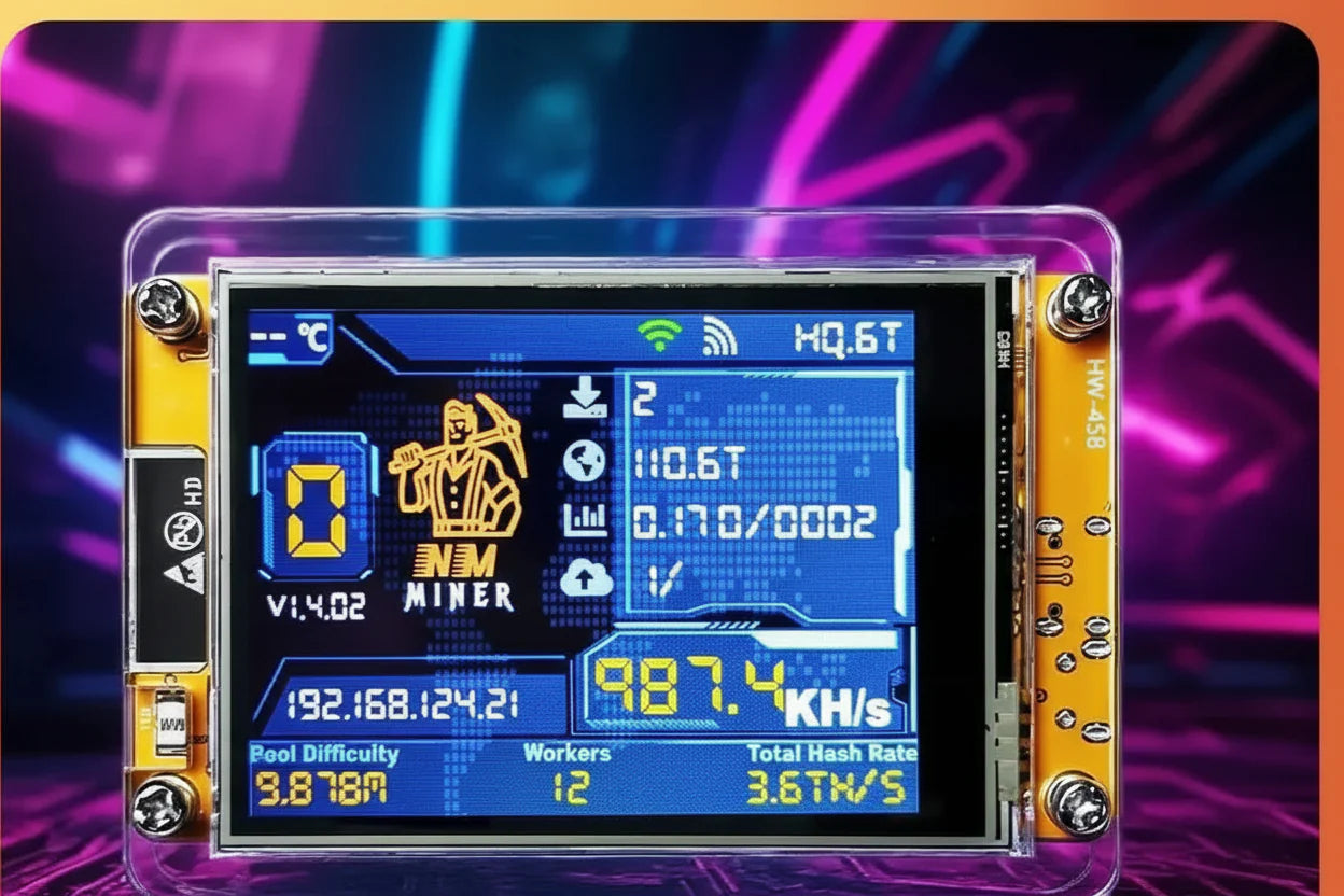 Mineur de loterie Bitcoin solo ESP32 avec écran tactile 2,8 pouces et taux de hachage 1000KH/s WiFi autonome | Lersk