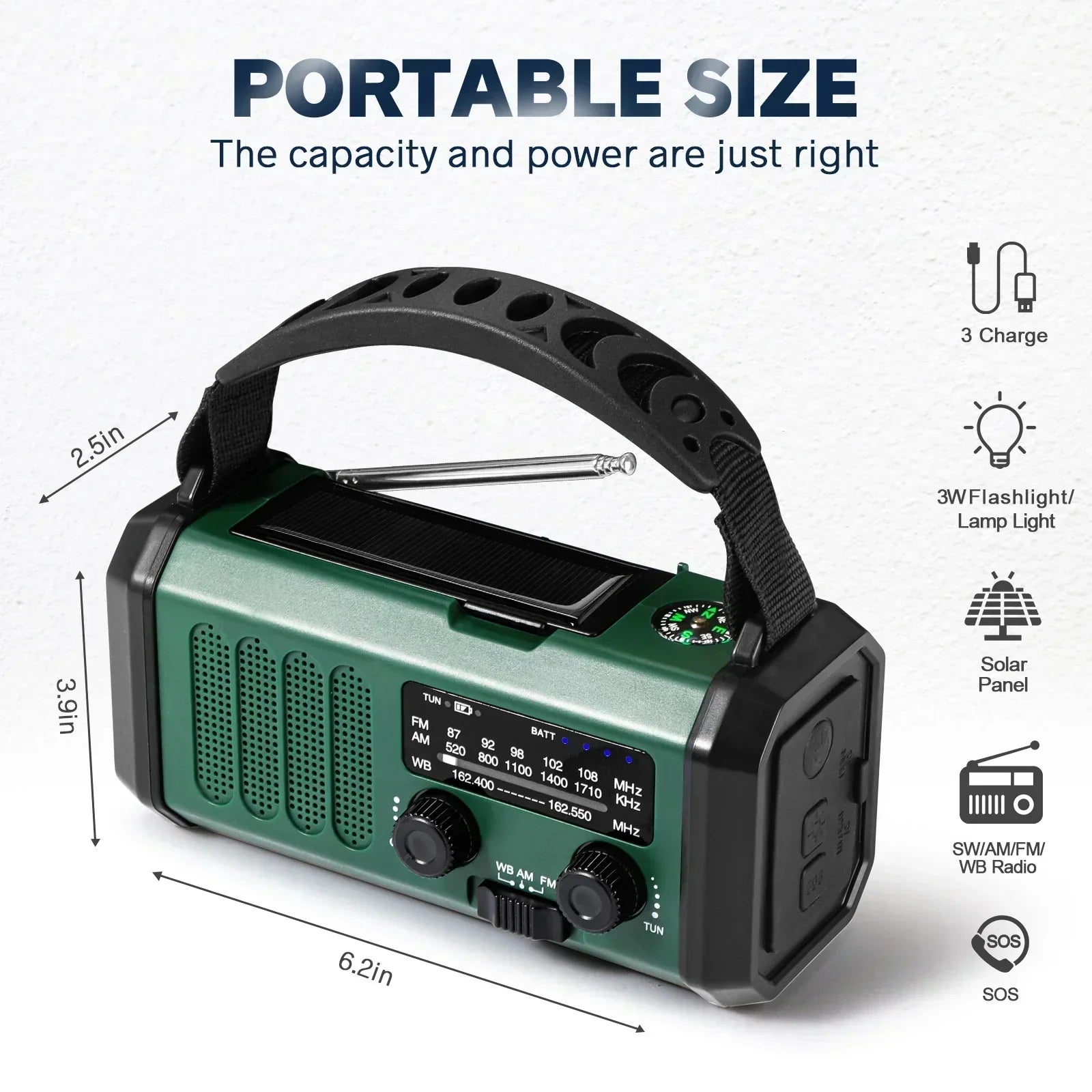 SolioGuard Solar Hand-Crank Emergency Radio NOAA Power Bank | Lersk