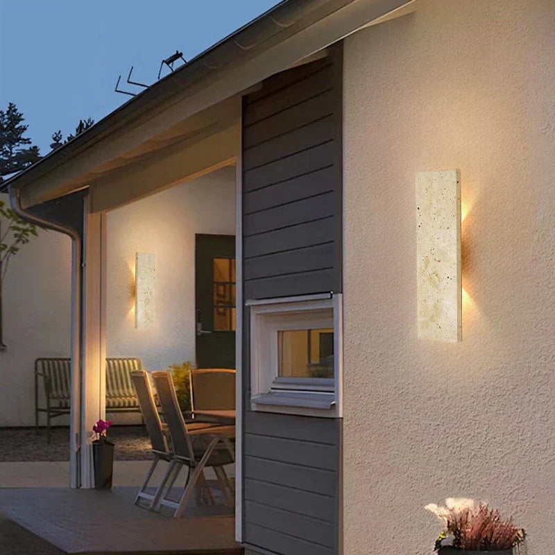 Lampada da parete LED impermeabile da esterno con pietra naturale per decorazione patio | Lersk